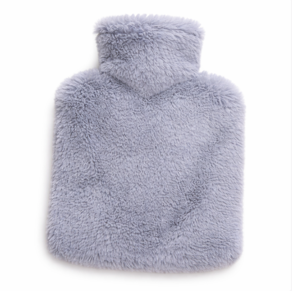 Bouillotte Eau Housse Fausse Fourrure Grise 2L